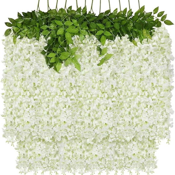 12 Ivory Wisteria Garlands & 4 Italian Ruscus Willow Greenery Wedding Arch - Picture 2 of 5